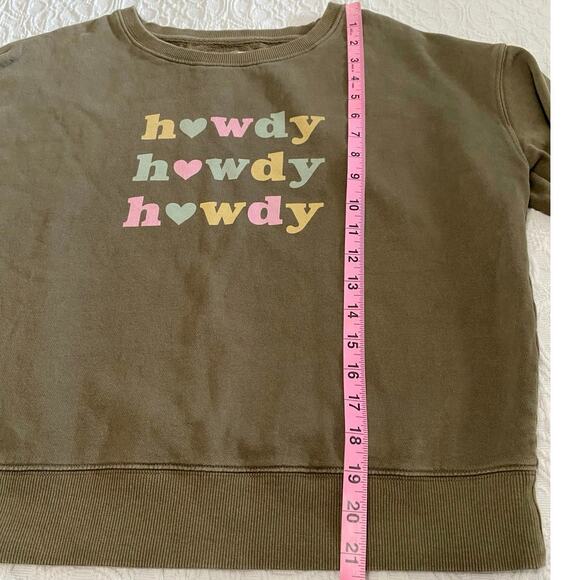 Pact Organic Cotton Pullover Crew Neck Howdy Sweater Size Small Green Western - Picture 6 of 8